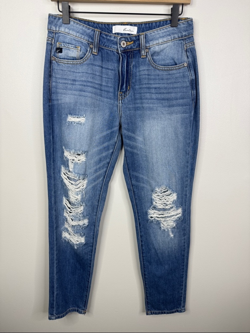 KanCan Distressed Skinny Jeans Blue Denim Mid Rise 3/25 Coastal Cowgirl Boho